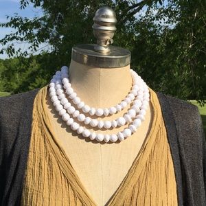 Sugarfix white 3 Strand Beaded Summer Necklace